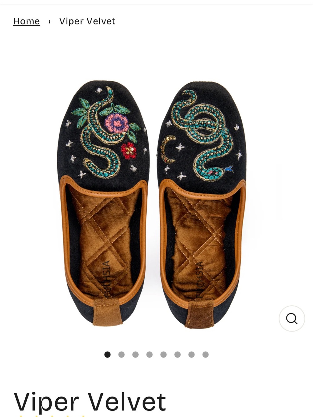 Fuschia shoes artisan embroidered flats velvet viper size 7 NWT